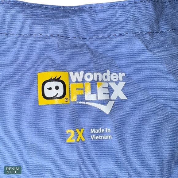WonderWink WonderFLEX Women’s Utility Scrub Top Blue 2X Soft Stretch Workwear - Picture 6 of 8